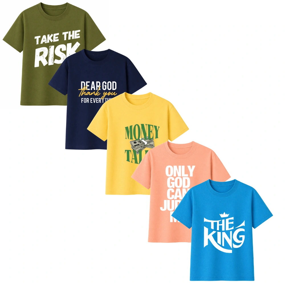 Printed Cotton T-Shirt Combo Pack Take the Risk | 5 Pack set | Trendy & Daily wear Collection |