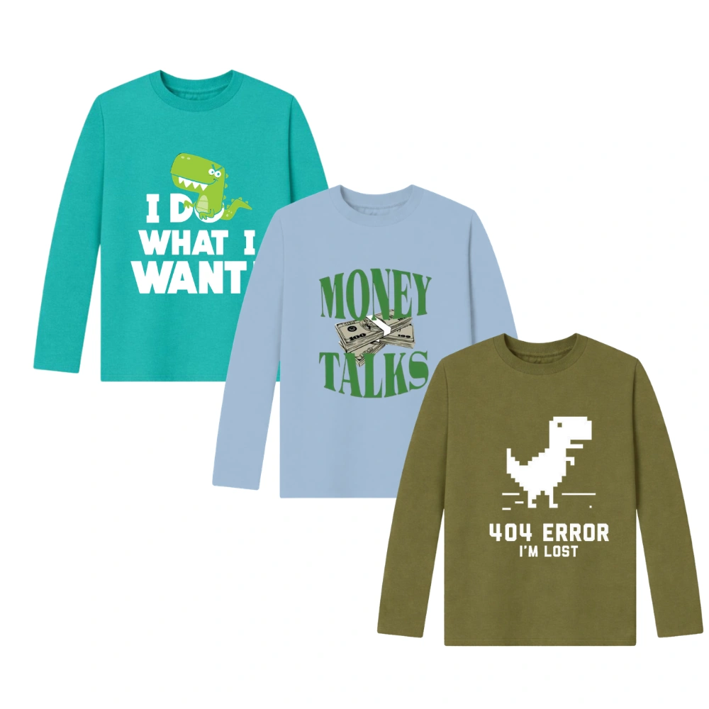 Cotton Printed T-shirt Full Sleeve 404 error | Combo Pack of 3 Dress as Set| Regular wear & Casual Wear