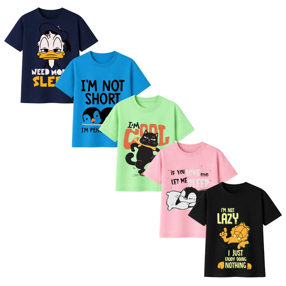 Kids Printed Cotton T-Shirts Collection | Trendy Cartoon Graphic Tees