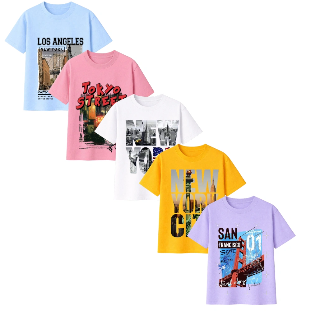 Kids Printed Tshirt Los Angels | Combo Pack of 5 dress as set | Regular & Dailywear