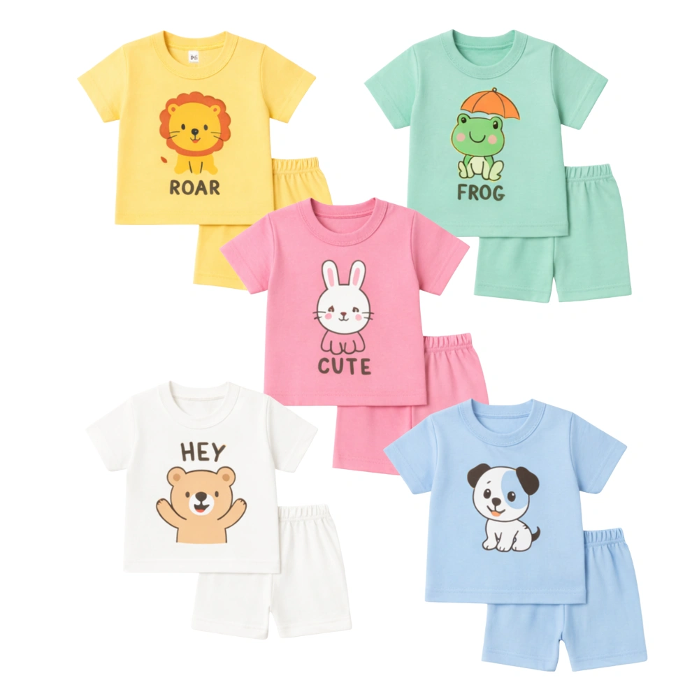 Kids Cartoon T-Shirt & Shorts Set Roar | Cute Animal Print Summer Outfit for Baby Boys & Girls | Soft Cotton -Regular & casual wear