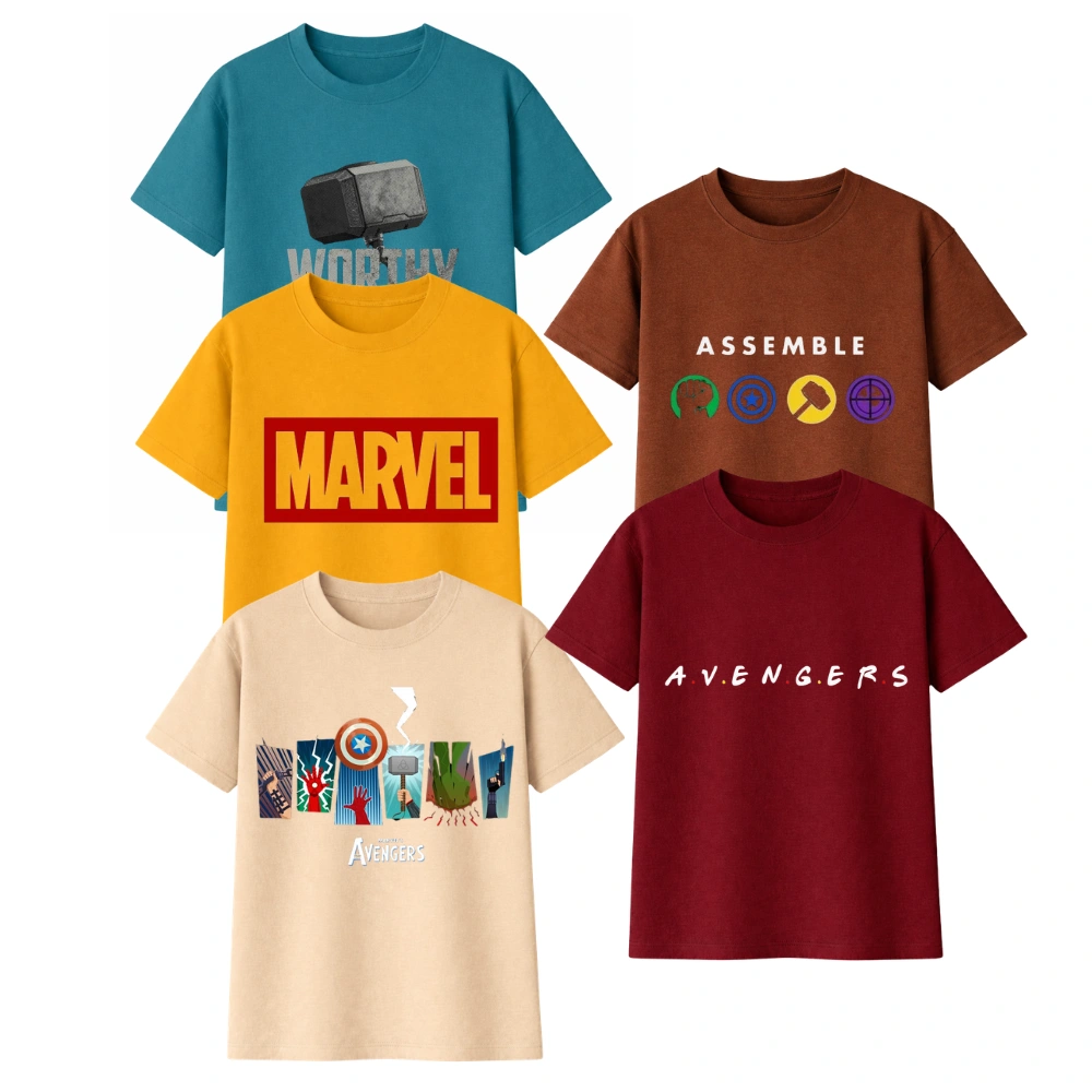 Cotton Printed T-shirt Marvel | Combo Pack as 5 Dress | Superhero Graphic Tees Collection | Mens Wear -All time Favorite Collection
