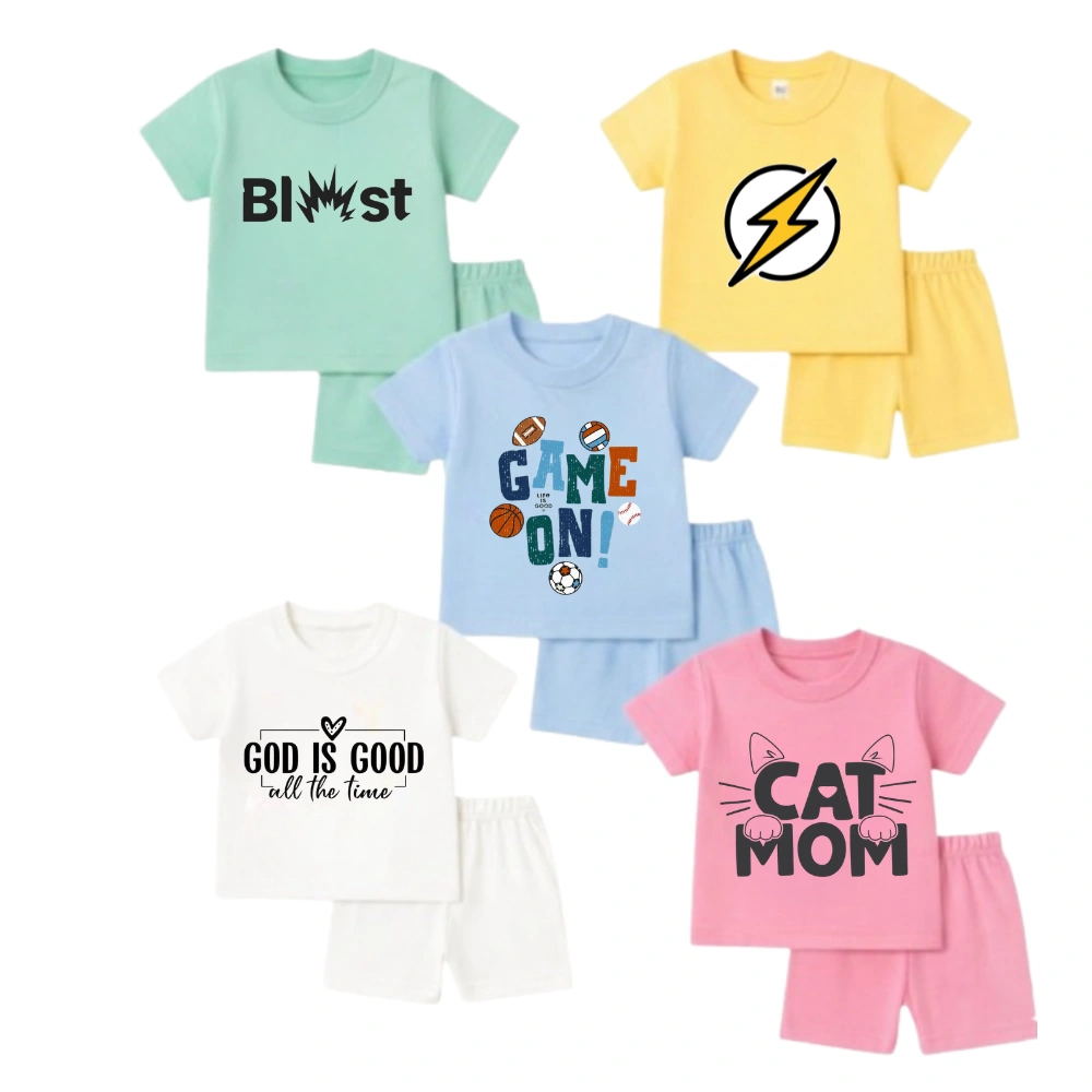 Kids Cotton T-Shirt & Shorts Set (Pack of 5) – Soft & Comfortable Daily Wear