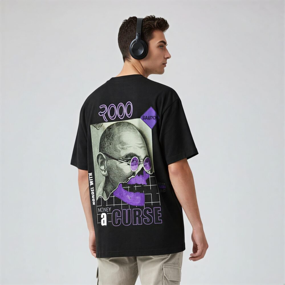 Black Oversized Graphic T-Shirt Print Streetwear