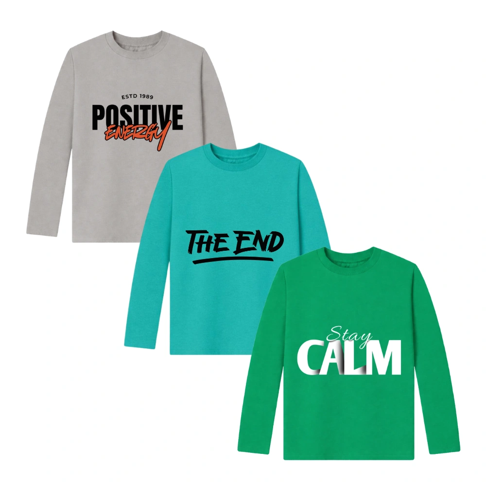 Boys Full Sleeve T-Shirt Combo Pack of 3 | Cotton Round Neck Printed Tees | Stylish Kids Casual Wear Multicolor Winter Collection