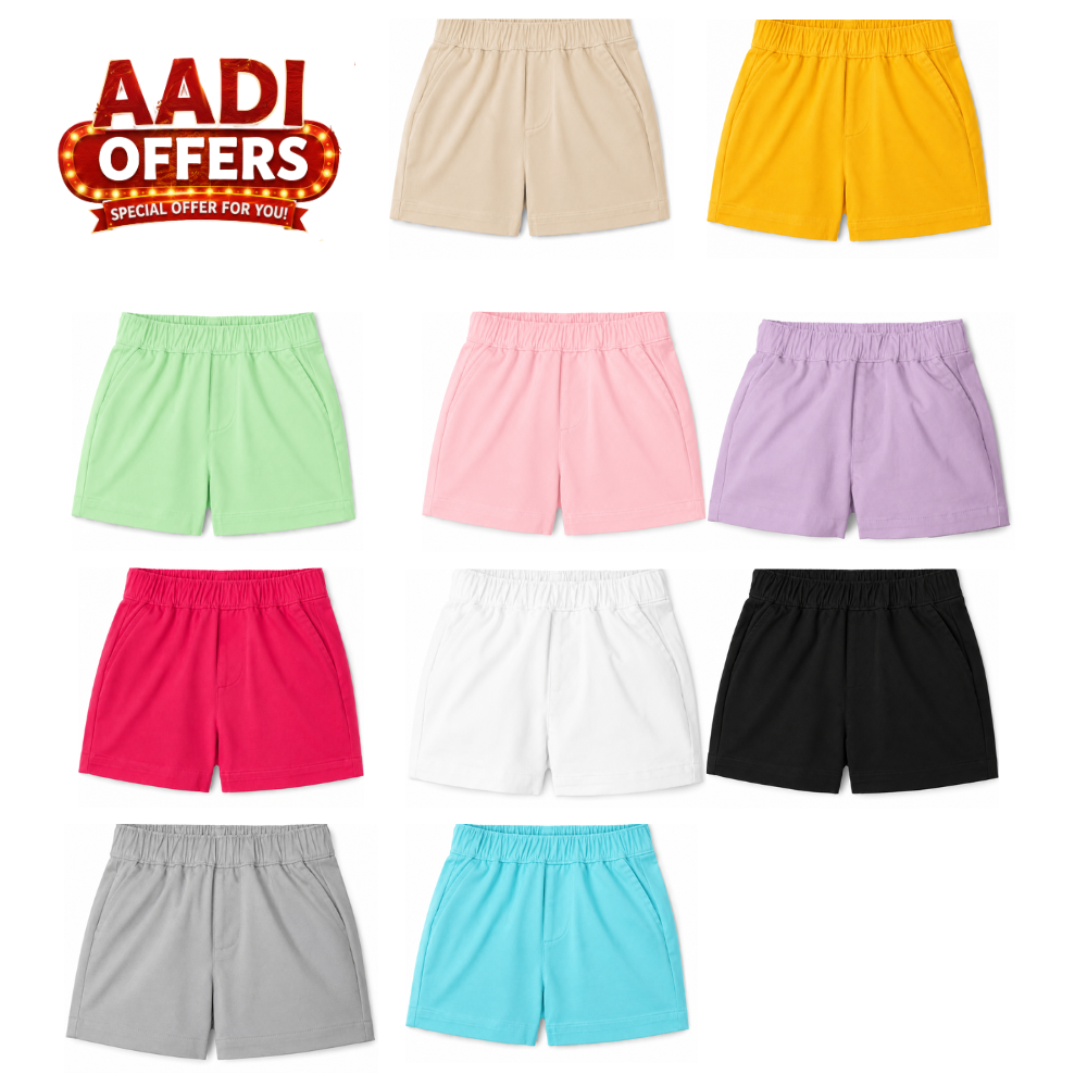 Kids Cotton Shorts, Kids Casual Shorts, Boys Shorts, Girls Shorts, Cotton Shorts for Kids, Elastic Waist Shorts, Summer Shorts for Kids, Unisex Kids Shorts, Children's Cotton Shorts, Pack of 10 Kids Shorts, Soft Cotton Kids Wear, Daily Wear Shorts for Kids.
