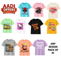 Kids Printed T-Shirts – Pack of 10 Assorted Cartoon & Anime Designs | Aadi Offers