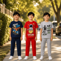 Kids Printed Cotton T-Shirt & Jogger Pant Set | Soft Casual Co-Ord Outfit for Boys & Girls