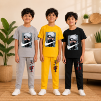 Kids Anime Inspired Cotton T-Shirt & Pant Set | Soft Casual Co-Ord Outfit for Boys & Girls