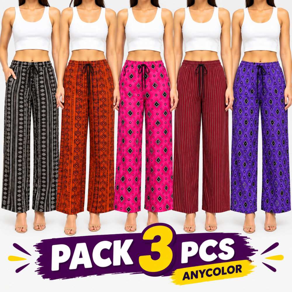 Women’s Printed Palazzo Pants Combo Pack of 3 | Stylish & Comfortable Free Size Bottom Wear